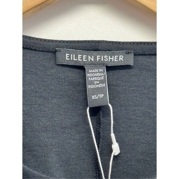 Eileen Fisher Dress Size Extra Small Black Knee Length Easy Fit Front Zip - Picture 9 of 10
